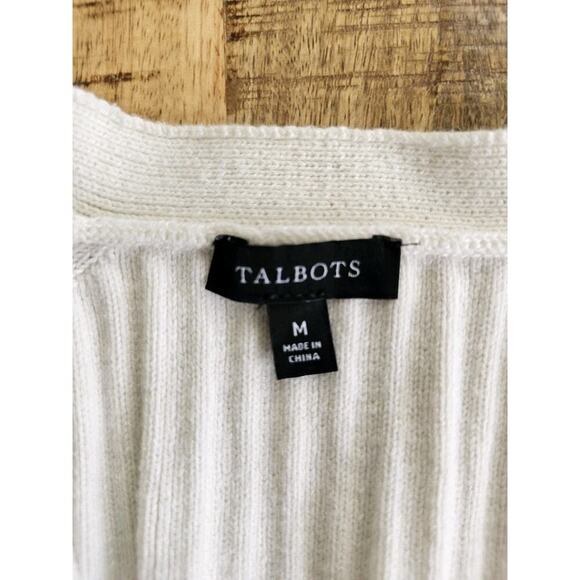 Talbots V-Neck Breton Striped Cardigan Sweater Women's M Coastal Preppy - Picture 3 of 10